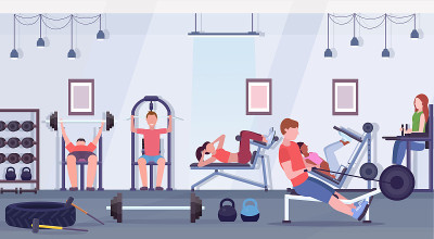 sporty people doing exercises men women working ou