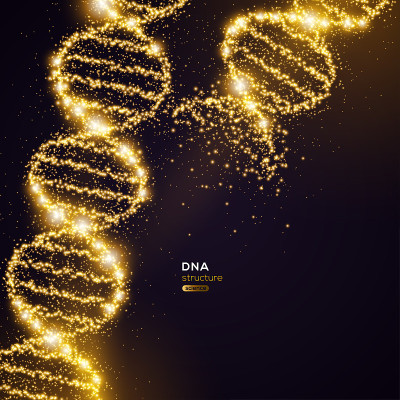 黑色背景上的金色DNA