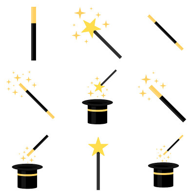 Magic wand flat, magic icon, cheese slice icon, ve