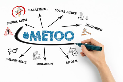 METOO概念。图表与关键字和图标在白色背景