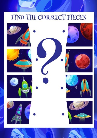 孩子们的游戏，找到星球和飞船的碎片
