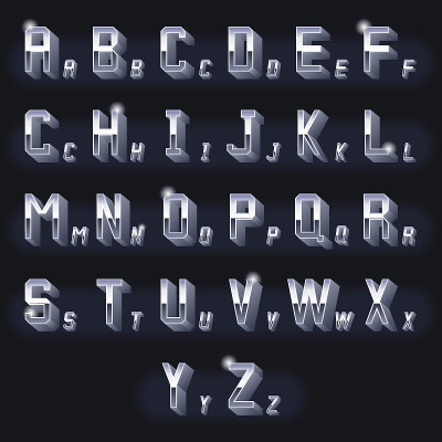 金属复古体积3d铬字母