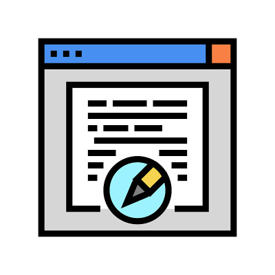 网站文案彩色图标矢量插图