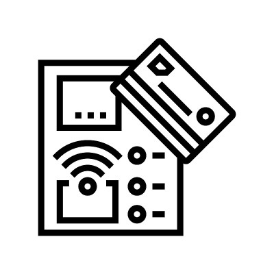 付款与卡洗车服务线图标矢量插图