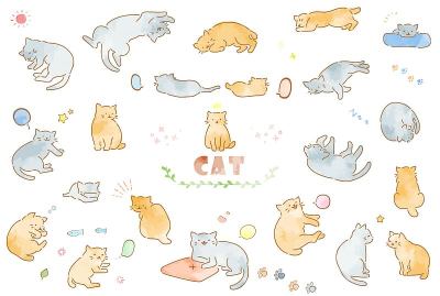 可爱猫插图套装