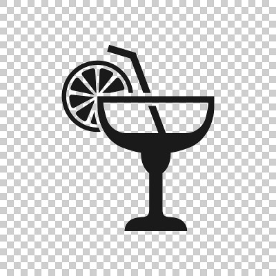 透明风格的酒精鸡尾酒图标。饮料玻璃矢量插图上孤立的背景。马提尼液体经营理念。