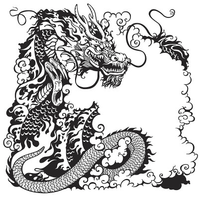 中国龙黑白