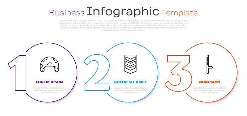 设军帽、军衔、警用橡胶警棍。业务信息模板。向量