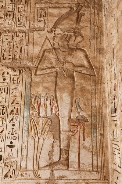 埃及象形文字在Medinet Habu神庙，卢克索，埃及