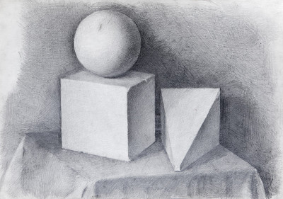 静物画、铅笔画、素描