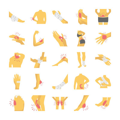 Human Body Parts Injury Flat Vectors Pack
