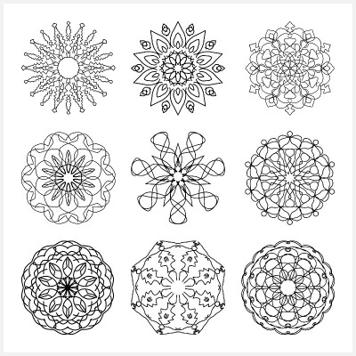 着色曼荼罗。草图矢量股票插图。每股收益10