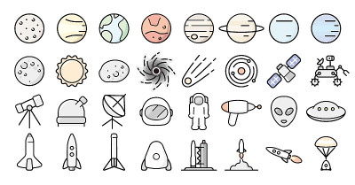 空间和行星图标集