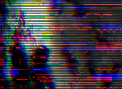 故障迷幻的背景。老电视屏幕错误。数字像素噪声抽象设计。故障照片。电视信号失败。技术问题壁纸。色彩斑斓