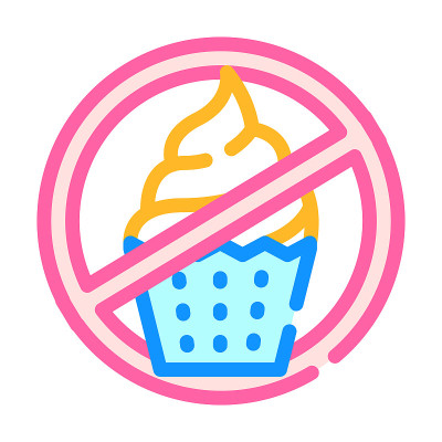 甜蛋糕食物停止吃颜色图标矢量插图