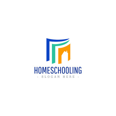 家庭学校标志图标矢量模板设计插图