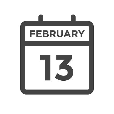 2月13日日历日或日历日期为最后期限或预约