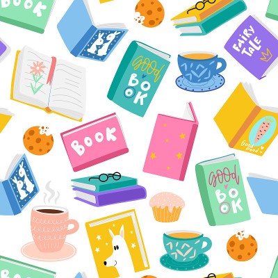 Pattern with books for children
