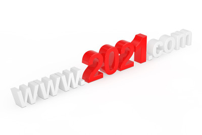 2021年新年概念。WWW 2021网站名称。3d渲染