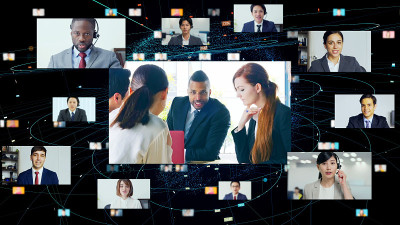 全球通信网络概念。视频会议。Telemeeting。