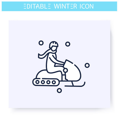 玩雪地摩托车行图标。可编辑的图片