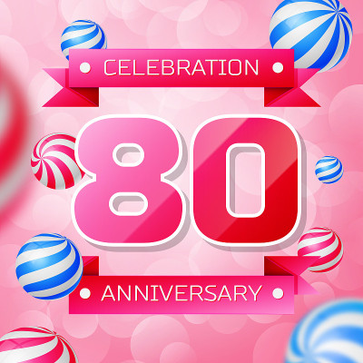 Realistic Eighty 80 Years Anniversary Celebration 