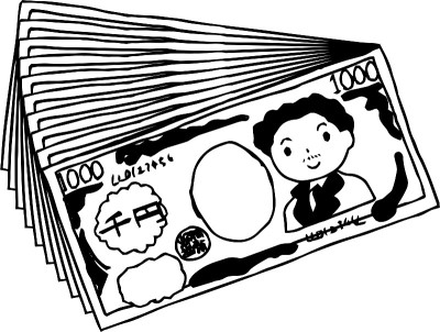 Bunch of  Cute hand-painted Japanese 1000 yen note