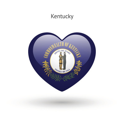 Love Kentucky state symbol. Heart flag icon