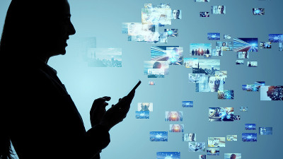 Social networking service concept. Streaming video