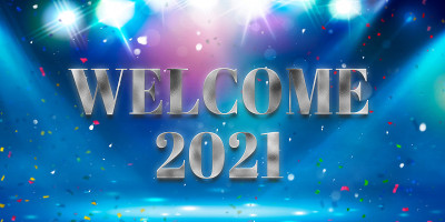 粒子背景前欢迎2021年