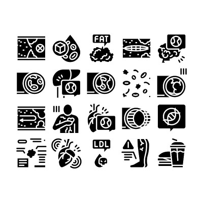 动脉粥样硬化血管字形集矢量插图