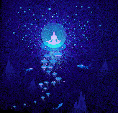 空灵幻想瑜伽禅线圈插画