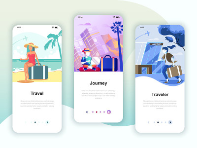 为旅行，旅行，旅行者，移动应用模板的一套登录屏幕用户界面工具包