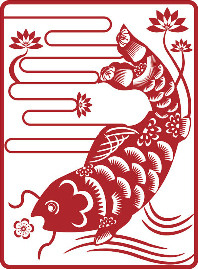 鲤鱼跃出剪纸艺术
