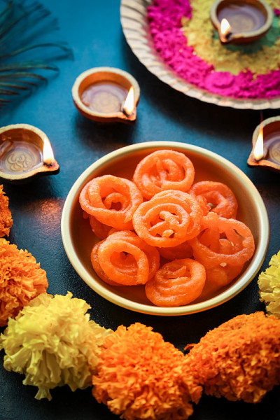 排灯节甜品jalebi Jhangiri Imarti zalabia jndian甜甜品mitha