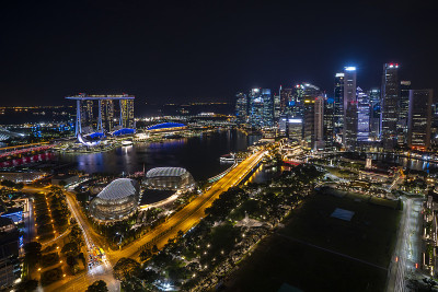新加坡滨海湾的夜景