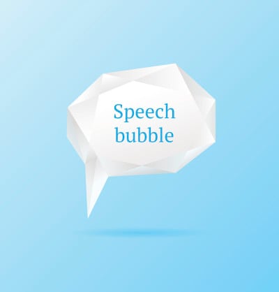 蓝色背景上的白色几何语音气泡
