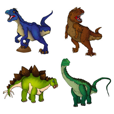 Set of dinosaurs. Isolated vector illustration. Ra
