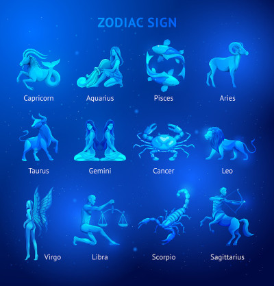 一套星座图标。矢量插图。