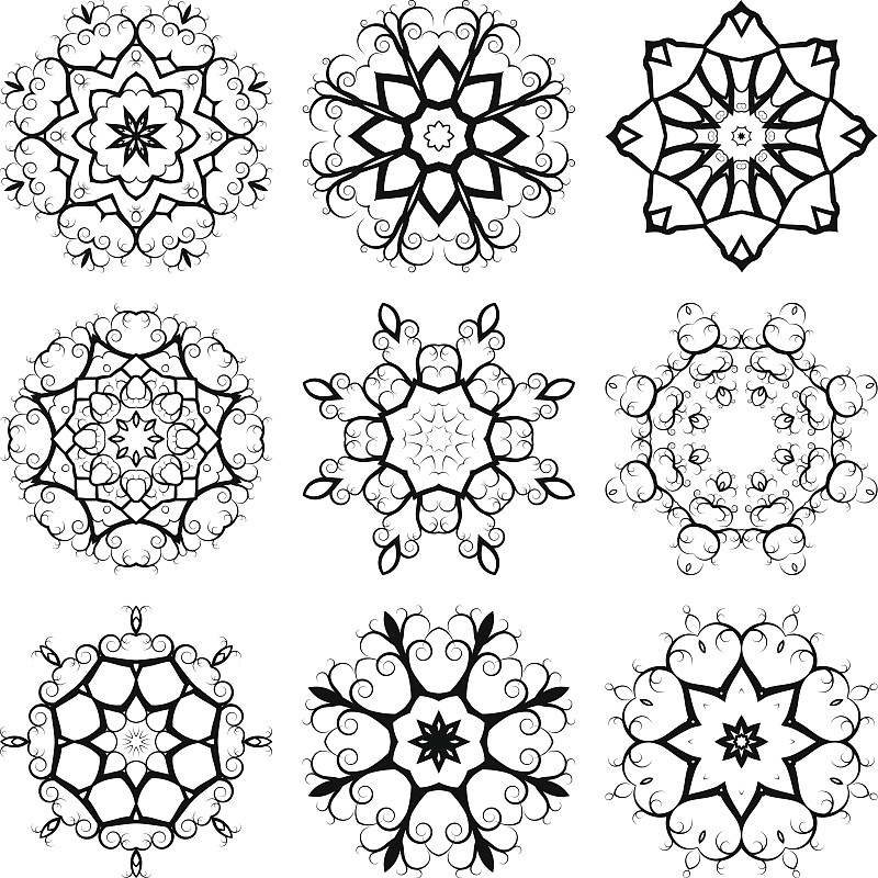 圆的花卉图案。向量组2