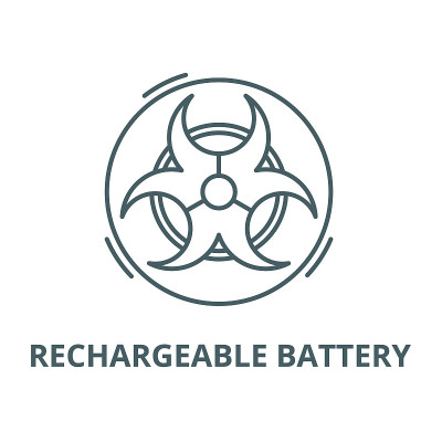 Rechargeable battery vector line icon, linear conc