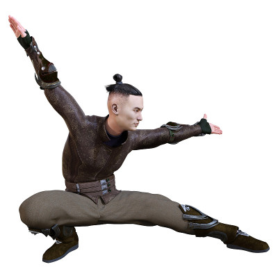 3D插图亚洲人在白色