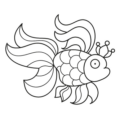 黑白卡通插图的金鱼海洋生命动物着色书