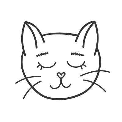 有趣的涂鸦猫脸手绘矢量