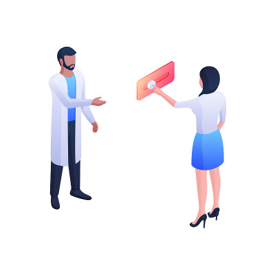 Doctor call for consultation isometric vector conc