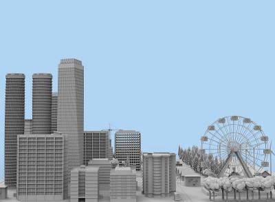 黑白城市3d渲染
