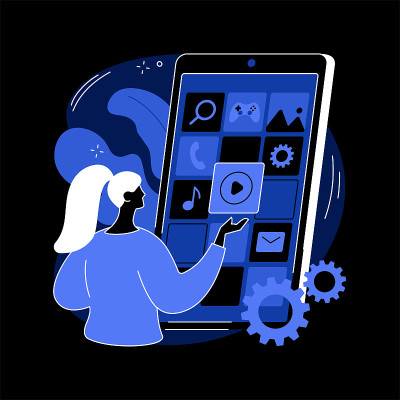 原生移动应用抽象概念矢量插图。