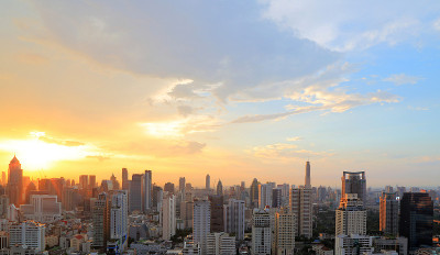 在黄昏的城市风景