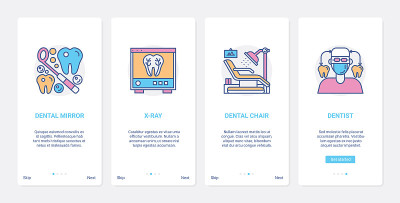 牙科护理、牙科医院设备UX、UI登陆手机app页面屏幕设置