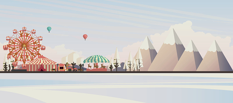 冬季景观平面插图，Vector Design，